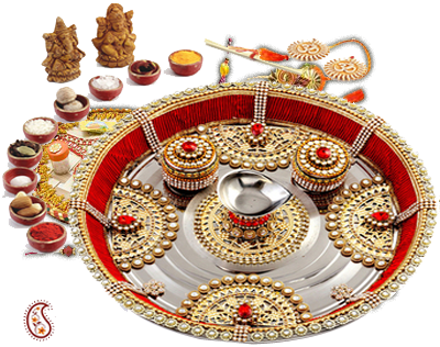 Bridal Collection & Wear - Diwali Puja Thali Png (400x316), Png Download