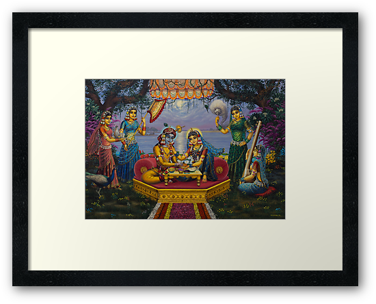 "radha Krishna Bhojan Lila" Framed Prints By Vrindavan - Radha Krishna Bhojan Lila (550x444), Png Download