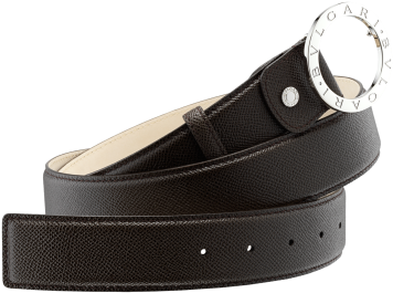 Man Belt In Chocolate Brown Grain Calf Leather With - Bulgari (505x394), Png Download