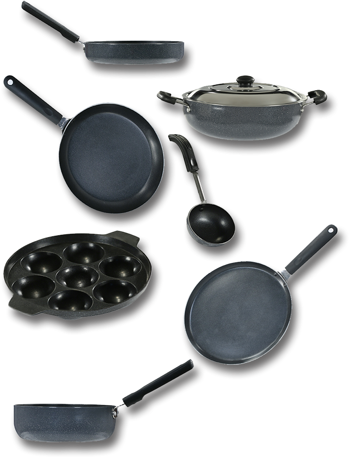 Nakshatra 7 Pcs Non-stick Cookware Set - 7 Pcs Non Stick Cookware (750x1020), Png Download