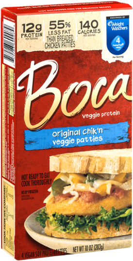 Boca Veggie Patties, Original Chik'n - 4 Patties, 10 (600x600), Png Download
