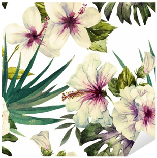 Watercolor Tropical Hibiscus Canvas Print - Small By (400x400), Png Download