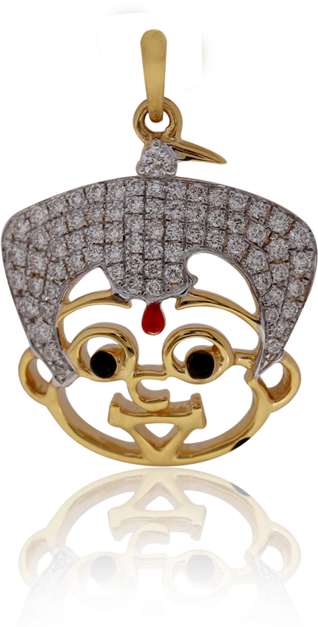 Cute Chota Bheem Gold Pendant - Dithi Studio (1000x1000), Png Download