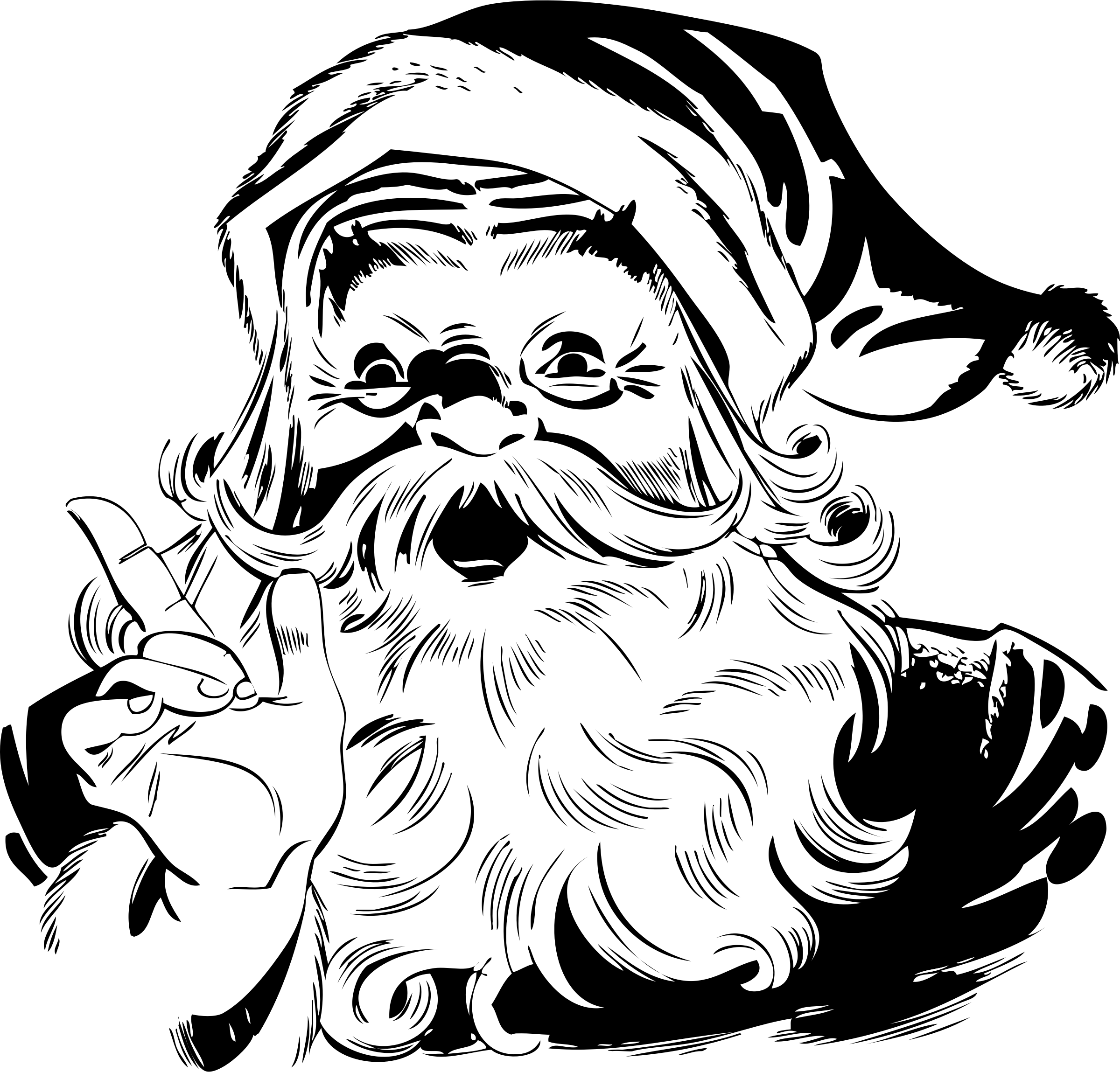 Big Image - Black And White Santa Png (2400x2298), Png Download