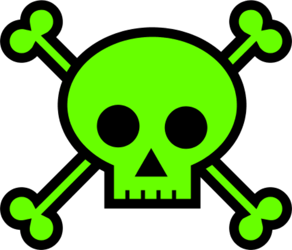 Green Skull Cliparts - Green Skull And Crossbones Clipart (600x514), Png Download