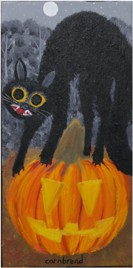 "black Cat On A Jack O Lantern" - Pumpkin (580x580), Png Download