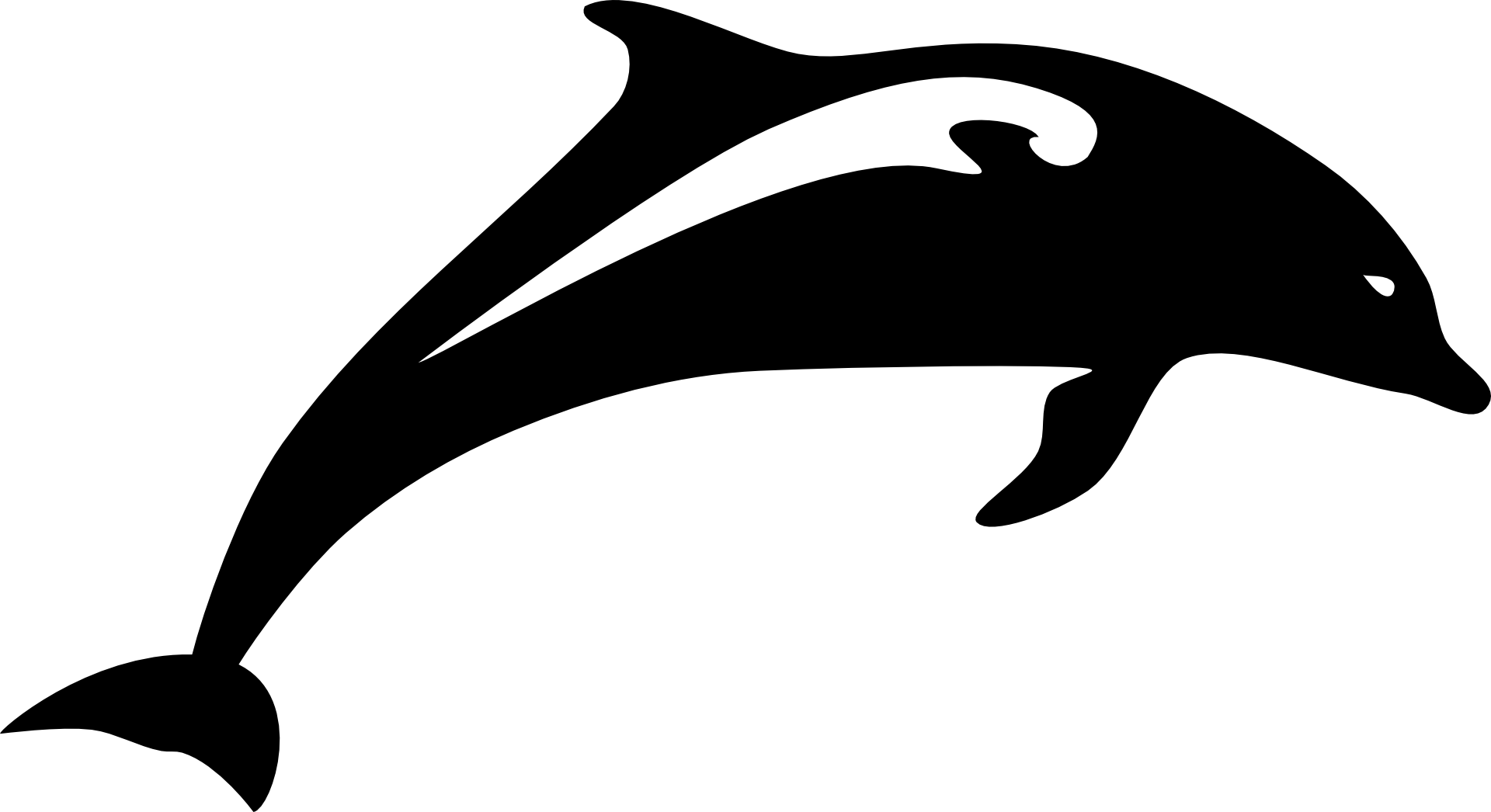 Painted Dolphin - Dolphin Fish Black And White (1920x1046), Png Download