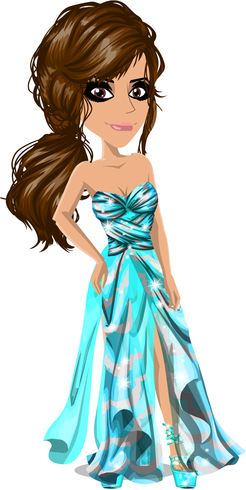 Msp Ocean Queen - Movie Star Planet Girl In A Dress (879x1680), Png Download