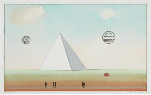 “saul Steinberg Untitled, 1974 Watercolor, Ink, Rubber - Sea (500x418), Png Download