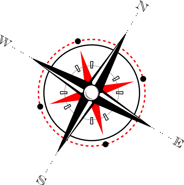 Red Black Compass Svg Clip Arts 594 X 597 Px (594x597), Png Download