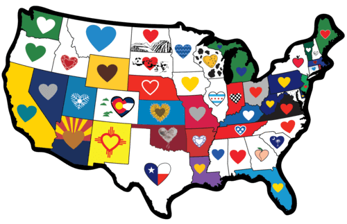 All Usa Map Heart In States Sticker - Apron (500x323), Png Download