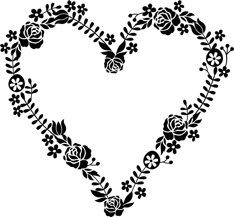 Floral Wreath Heart-shaped Stamp - Heart Wreath Clip Art (800x800), Png Download