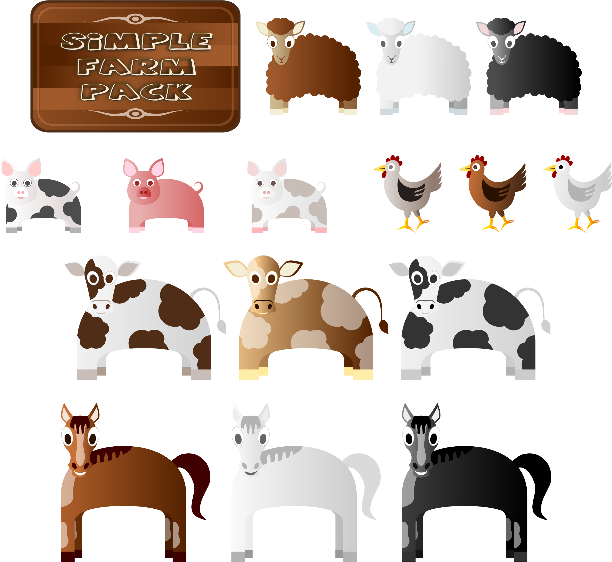 This Free Icons Png Design Of Simple Farm Animals (2400x2208), Png Download