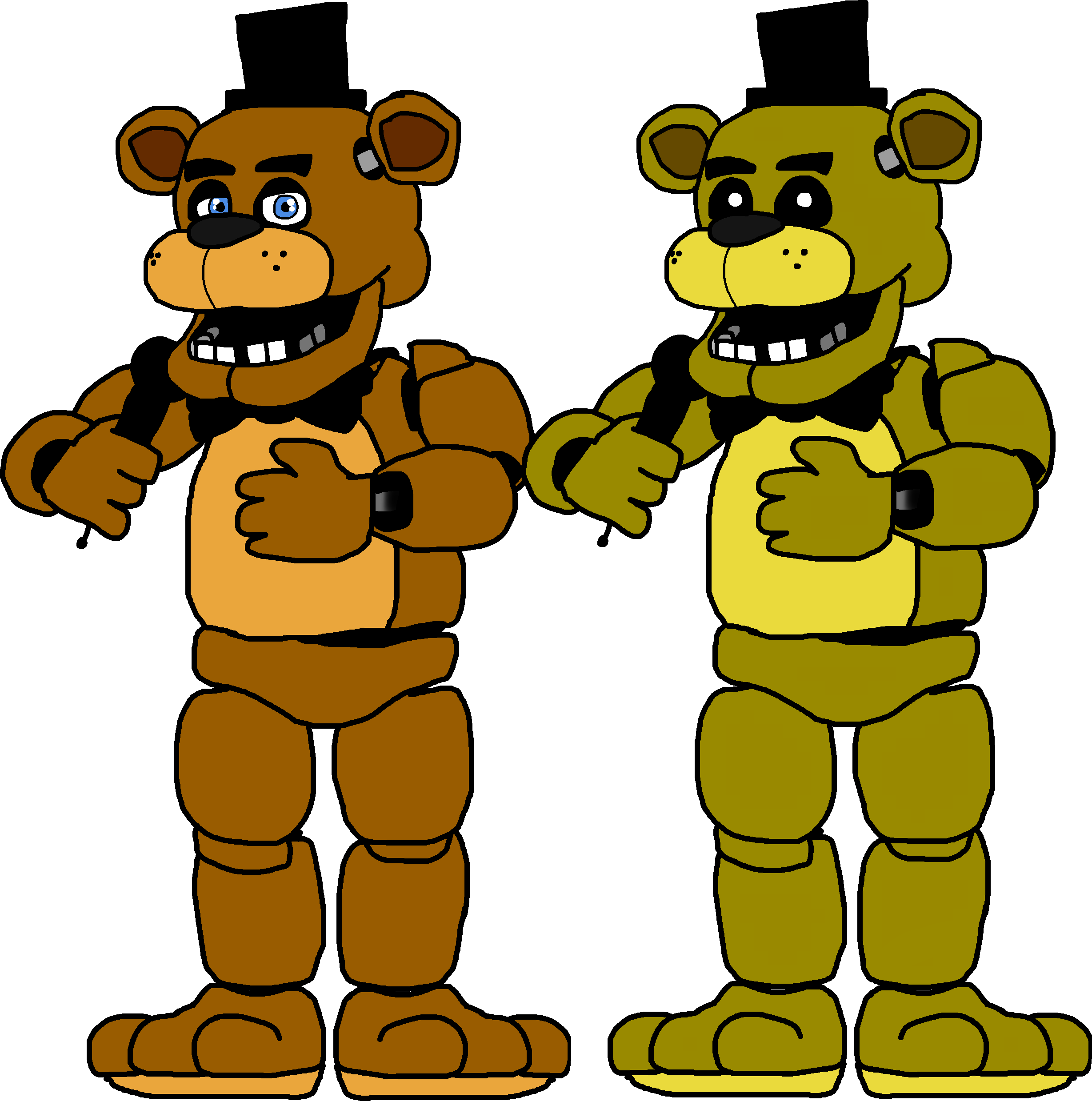 28 Collection Of Golden Freddy Fazbear Drawing - Freddy Fazbear And Golden Freddy (2457x2478), Png Download