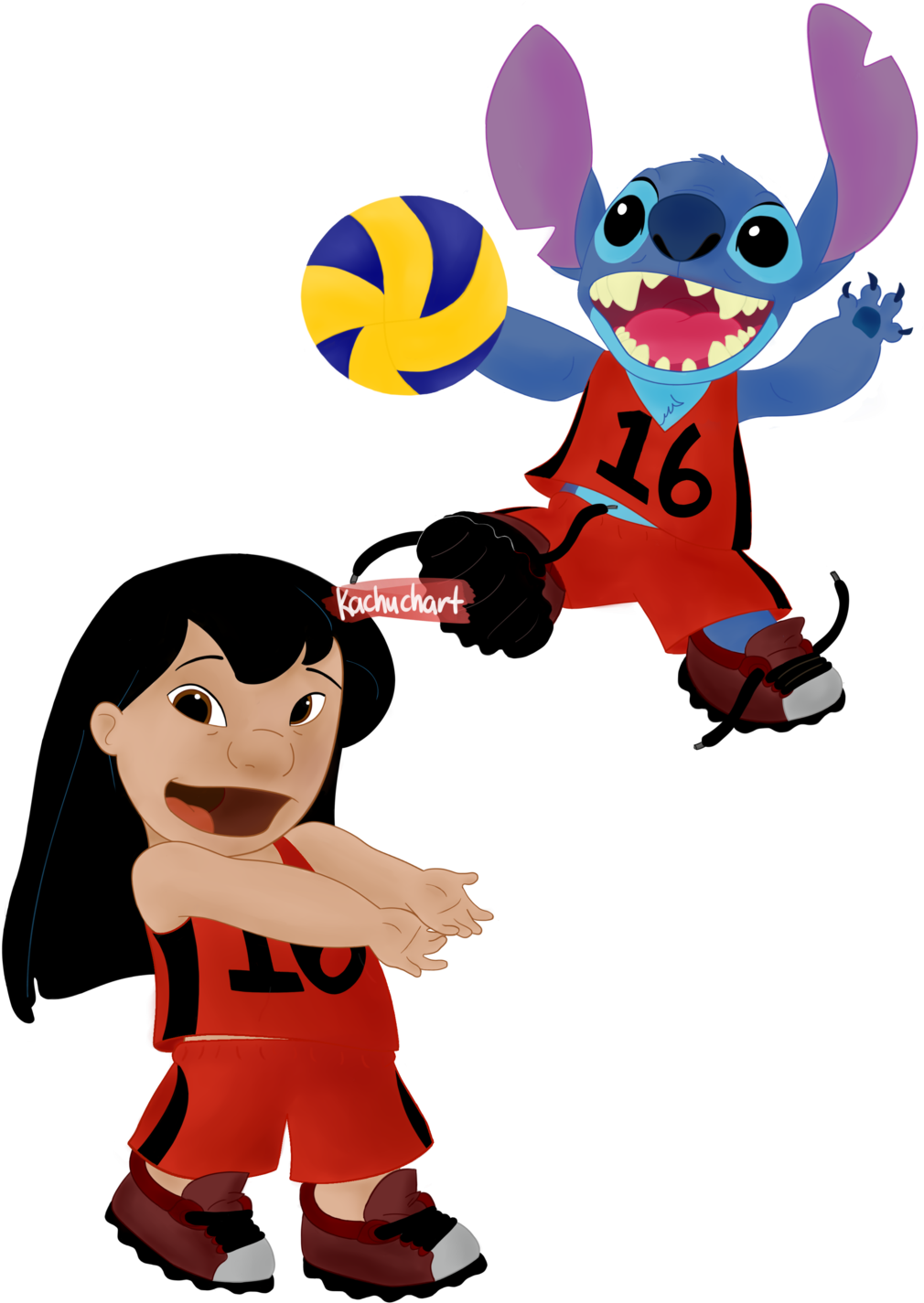 Lilo And Stitch Volleyball By Kachuchart - Lilo & Stitch (1024x1434), Png Download