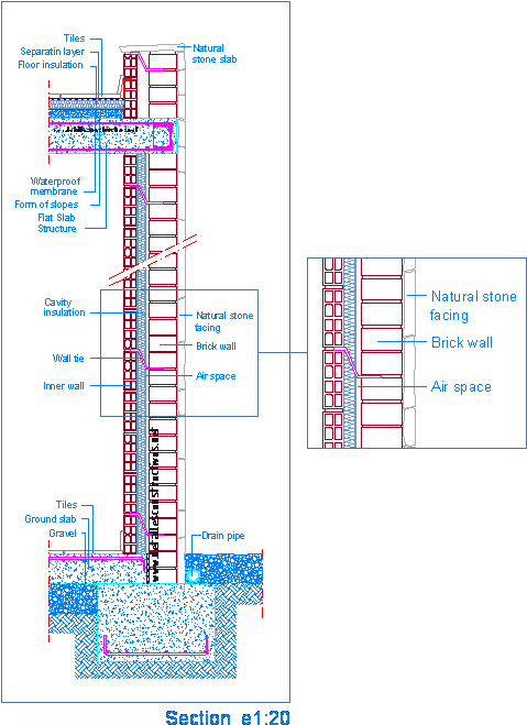 Load Bearing Walls - Typ Wall Section Cad Block (489x669), Png Download