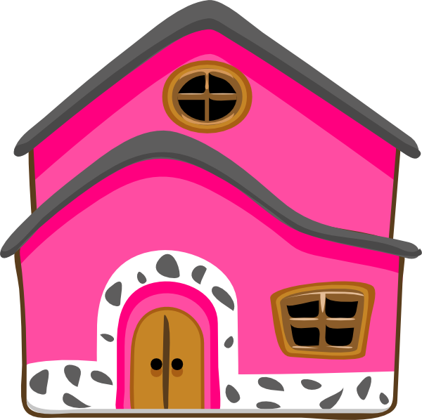 Pink House Clip Art At Clker - Green House (600x598), Png Download