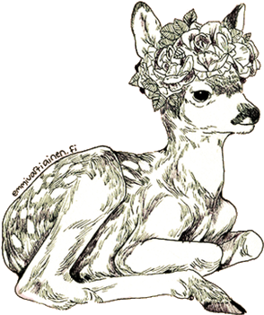 I Never Learn - Animals With Flower Crowns Drawing (500x489), Png Download