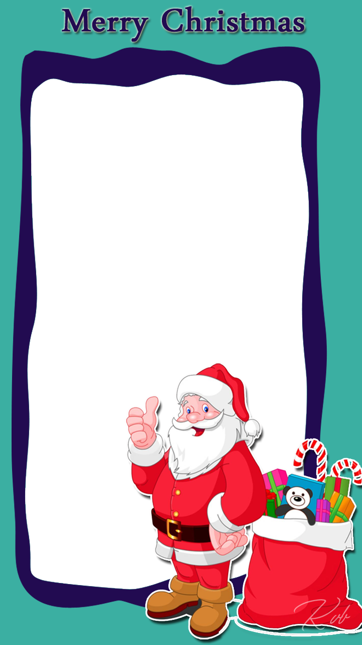 Christmas Frame With Santa And His Gift Bag - Santa Claus Frame Png (720x1280), Png Download