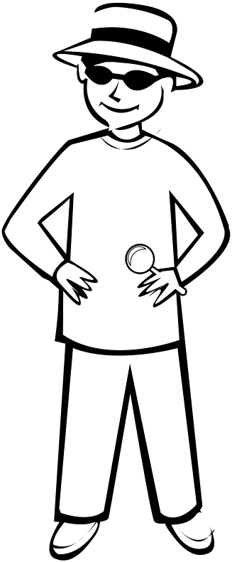 Spyman Overview - Wearing Sunglasses Clipart Black And White (337x800), Png Download