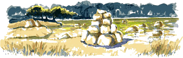 Header Picture Showing Stones On A River - Watercolor Paint (639x217), Png Download