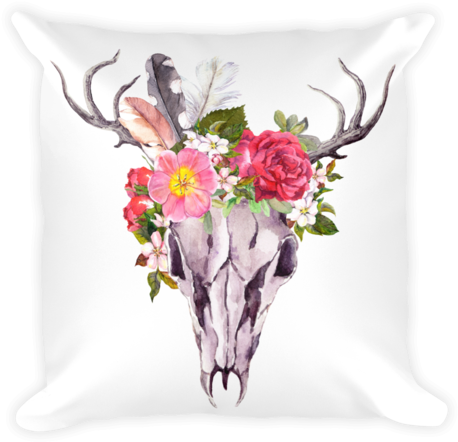 Floral Print Png - Animal Skull Flower (500x500), Png Download