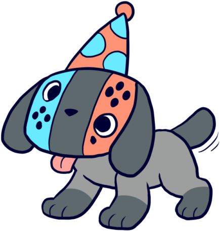 Joycon Dog-partyhat - Switch Joy Con Dog (500x506), Png Download