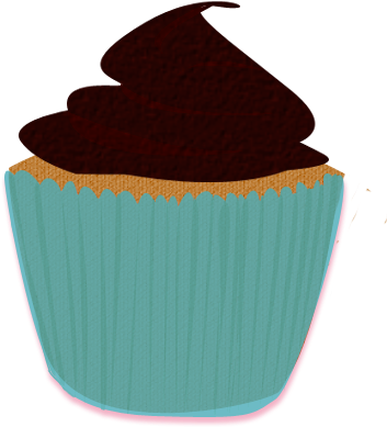 Turquoise Brown Cupcake Clip Art By Wisp - Clip Art (427x422), Png Download