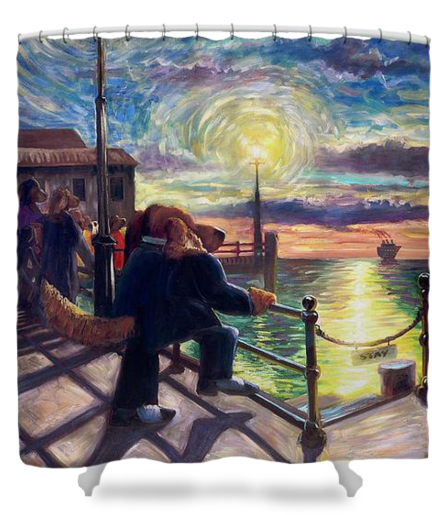 Shower Curtain - Bon Voyage - Lonely Dog Painting (550x550), Png Download
