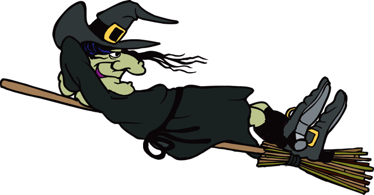 Halloween Witch Png Clipartu200b - Witch Flying On Broom Gif (750x392), Png Download