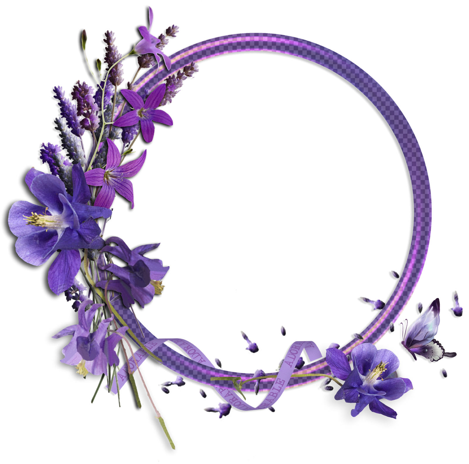 Fant Aacutesticos Frames Png Oval Com Flores Para Fotomontagensabaixo - Purple Flowers Borders And Frames (1600x1585), Png Download