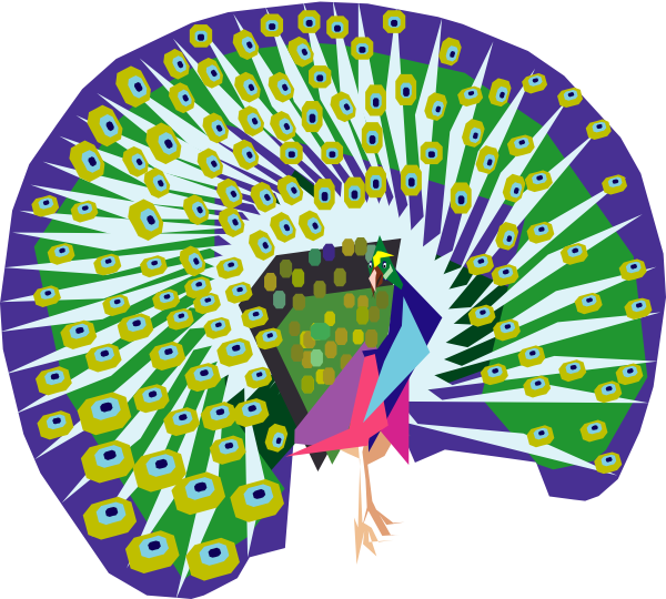 Peacock Clip Art Animal Download Vector Clip - Stylized Peacock Wall Clock (600x540), Png Download