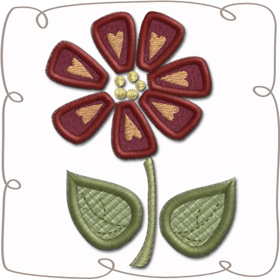 Flower Applique - Applique Design Flower (580x580), Png Download