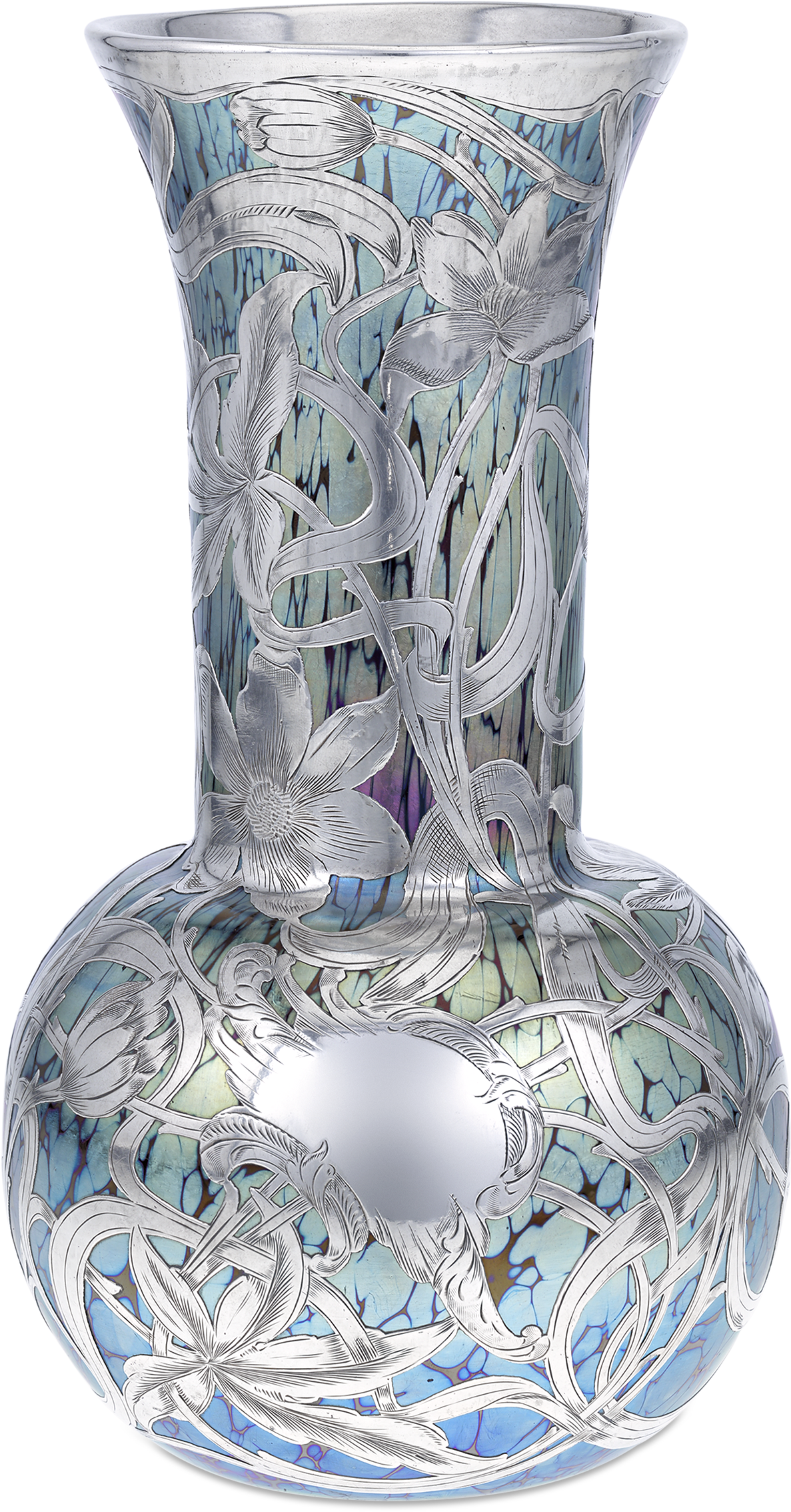 Loetz Silvered And Marbled Art Glass Vase (2000x2500), Png Download