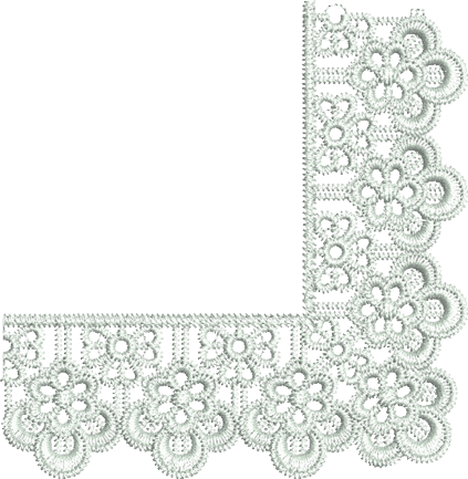 Sue Box Creations - White Flower Lace Corner Border Transparent (423x433), Png Download