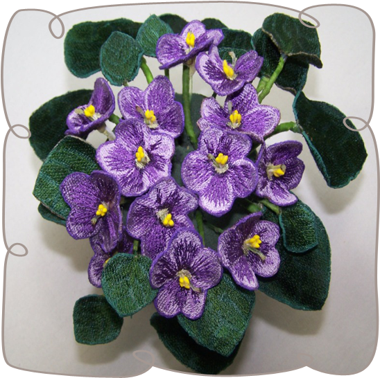 Purple African Violets - Machine Embroidery (580x580), Png Download