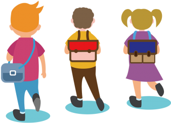 Go To School, Go To School, Cartoon, Vector Png And - School Going Students Png Vector (360x360), Png Download