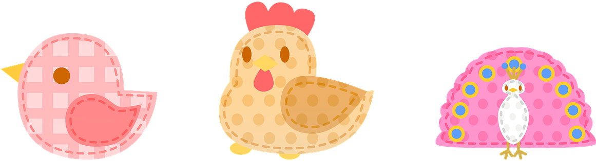 Kawaii Birds, Chicken, Peacock - Bird (1160x340), Png Download
