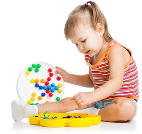 Preschool And Daycare Admission - Little Girl Playing With Toys (500x470), Png Download