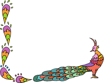Peacock Peafowl Fantail Fan Tail Showy Tai - Decorative Corner Borders In Color (430x340), Png Download