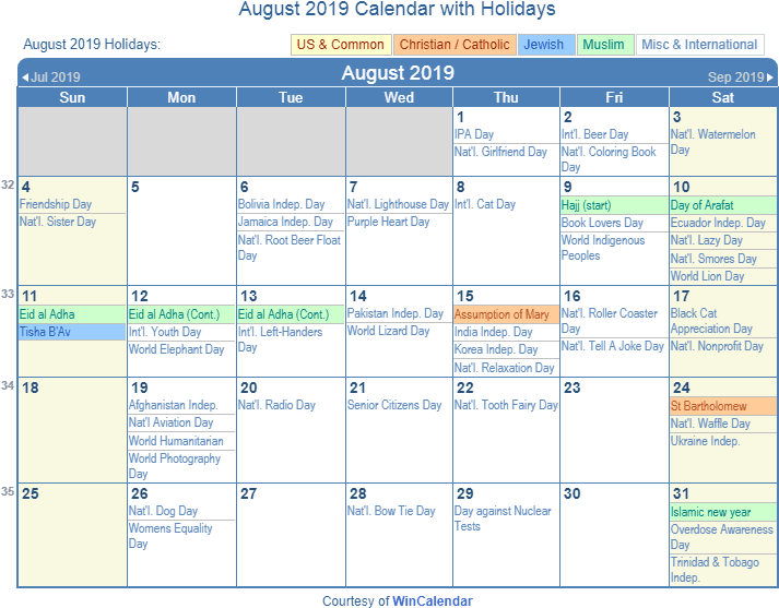 Image Result For August Calendar - December 2018 Holiday Calendar (720x569), Png Download