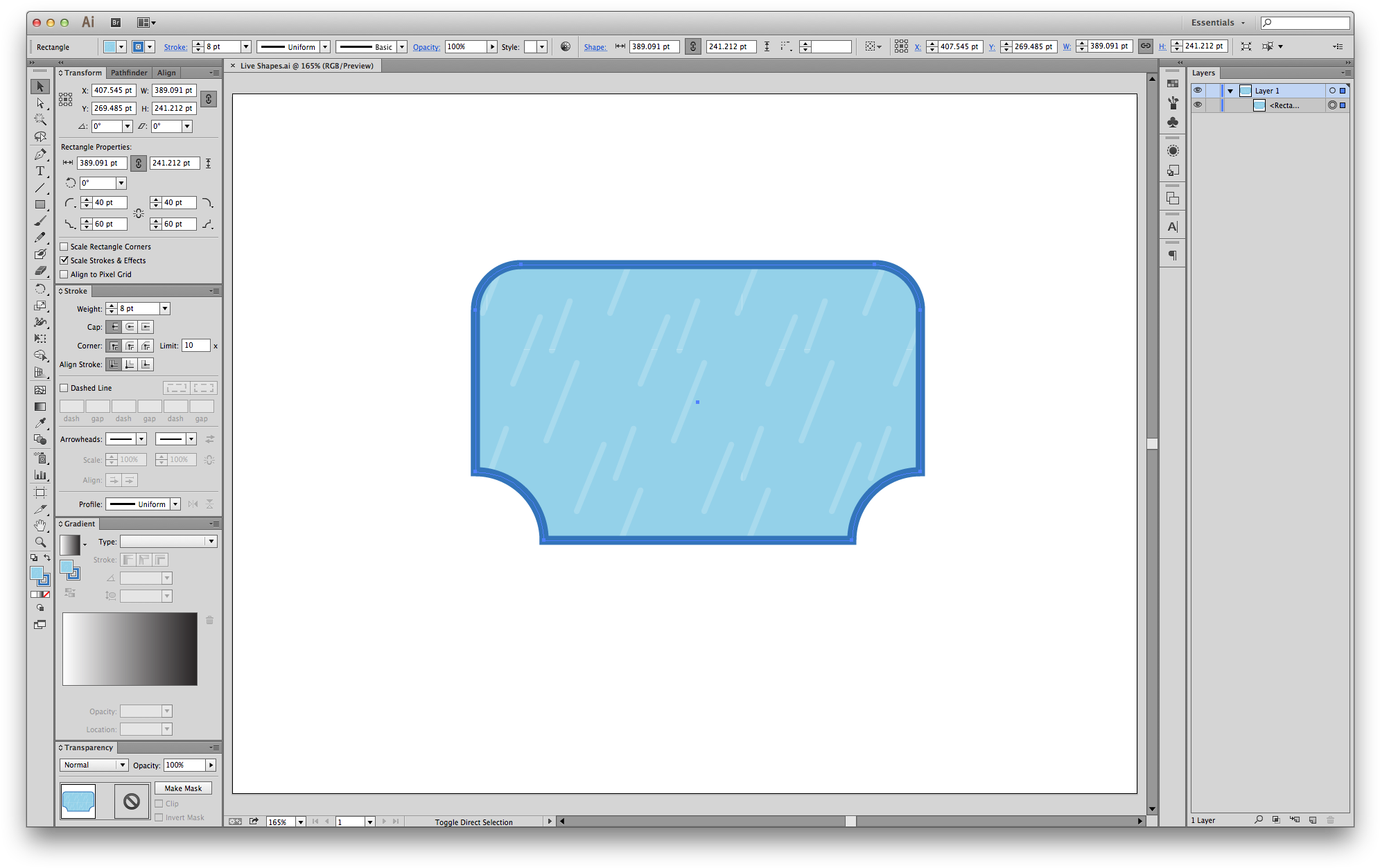 Live Shapes Allow Rectangles To Have Consistent, Shaped - Corner In Illustrator (2050x1307), Png Download