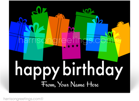 Modern Retro Happy Birthday Client Postcards - Birthday (560x448), Png Download