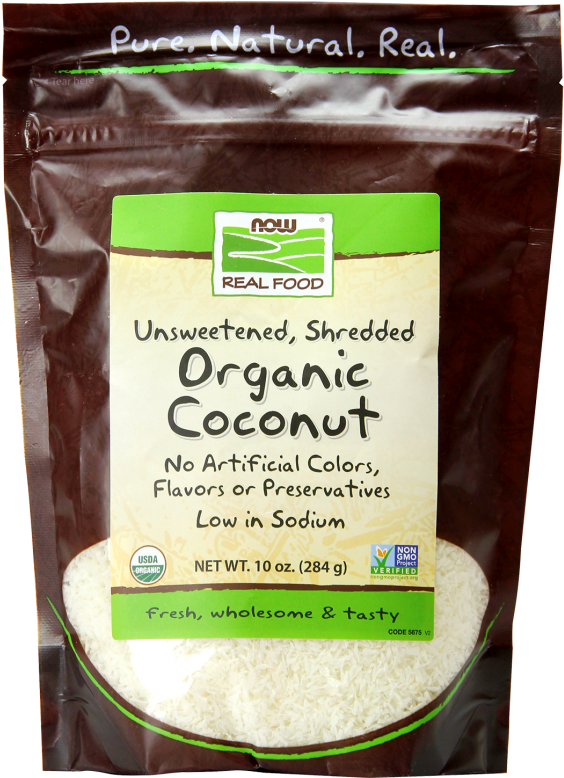 Coconut, Organic Shredded - Now Real Food Coconut (620x859), Png Download