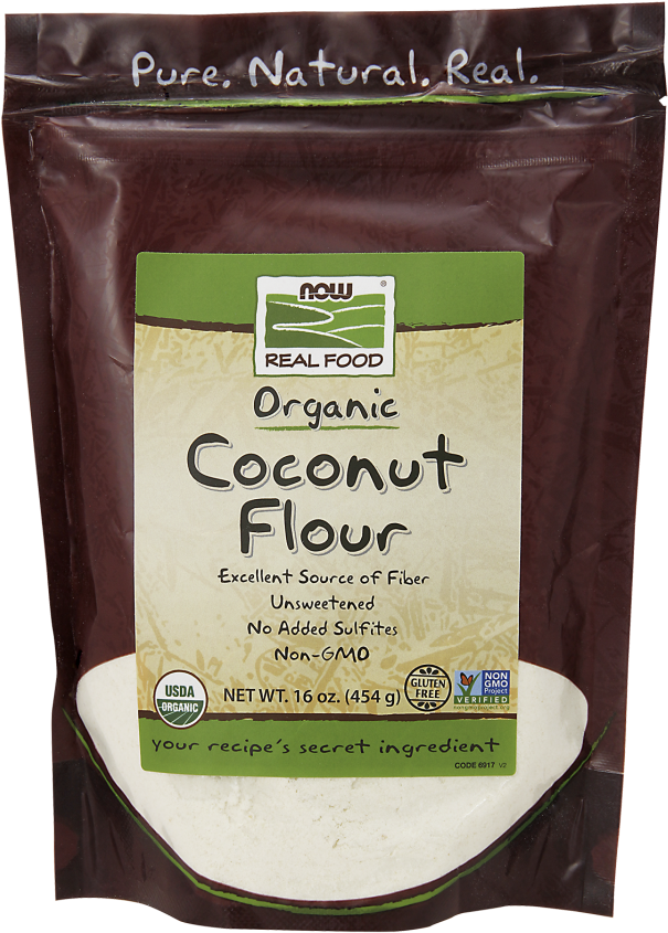 Coconut Flour, Organic - Now Foods Real Food Organic Coconut Flour -- 16 Oz (620x857), Png Download