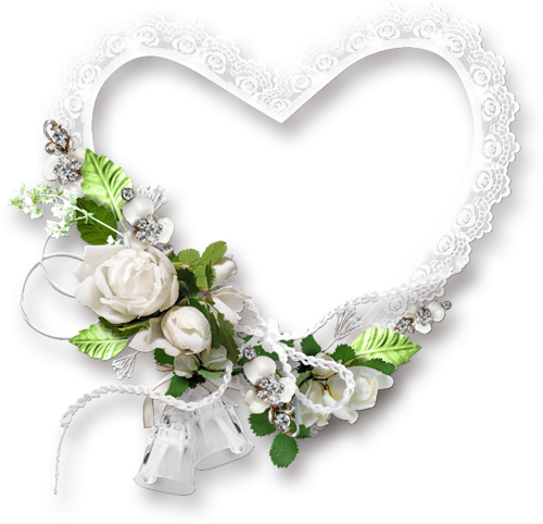 Frame Heart Wedding Romantic White Green Flowers Stick - Le Mariage Png (500x482), Png Download