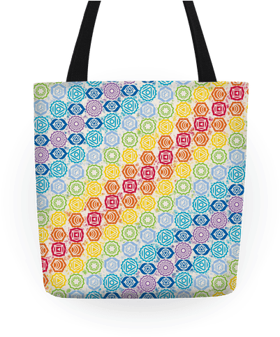 Watercolor Chakra Symbol Pattern Tote - Watercolor Chakra Symbol Pattern Tote Bag: Funny Tote (484x484), Png Download