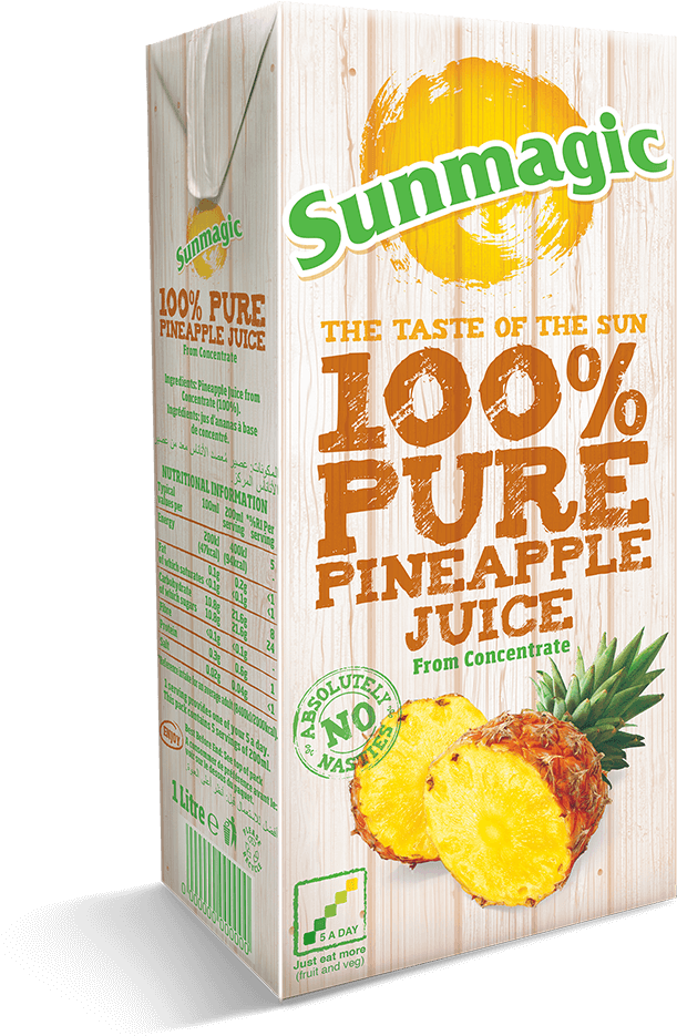 Sunmagic 1l Pure Pineapple Juice Recap - Sunmagic Pure Pineapple Juice - 12 X 1 Litre Cartons (1200x938), Png Download