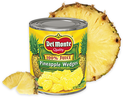 Pineapple Wedges In 100% Juice - Del Monte Pineapple Tidbits In 100% Juice 15.25 Oz. (1050x380), Png Download