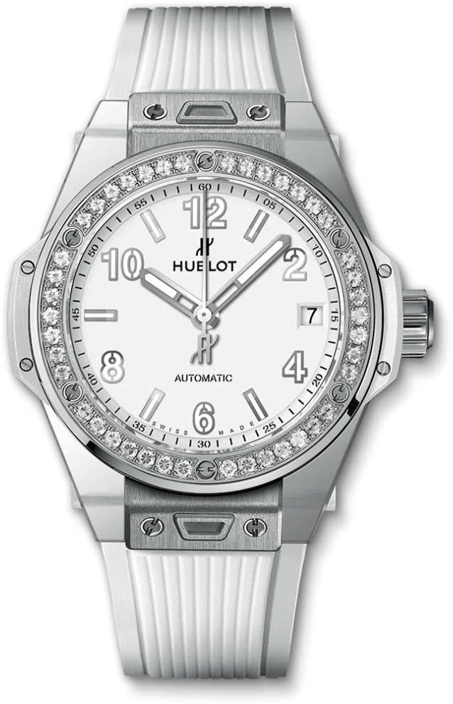 Big Bang One Click Steel White Diamonds - Hublot Big Bang With Diamonds (1000x1000), Png Download